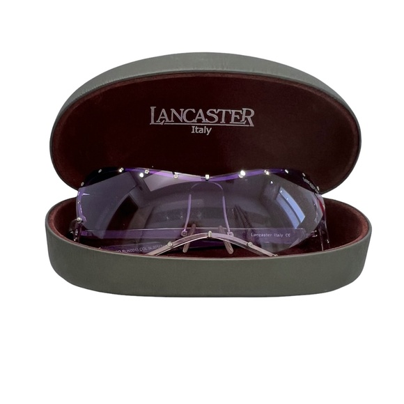 LANCASTER ITALY POLARIZED FULL RIM PURPLE BUTTERFLY SUNGLASSES W .28ct DIAMONDS - Picture 11 of 11